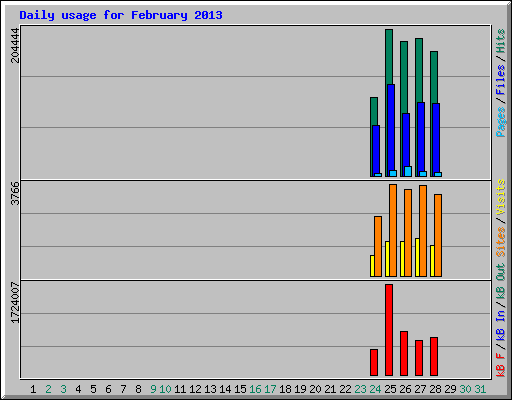 Daily usage for February 2013