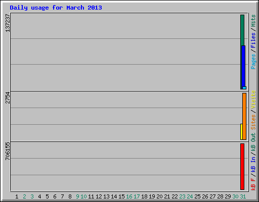 Daily usage for March 2013