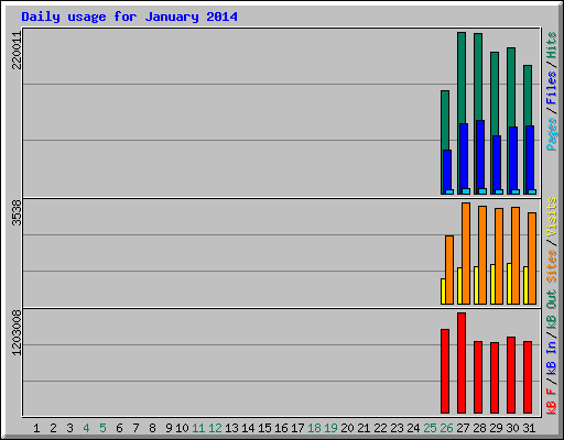 Daily usage for January 2014