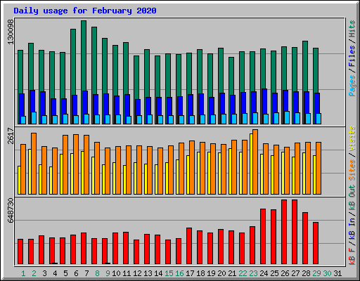 Daily usage for February 2020